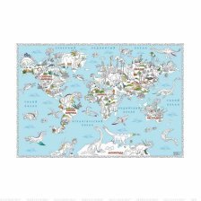 Карта-раскраска Геодом "В мире динозавров", большая (карта), 101х69 см., картонная упаковка, европодвес