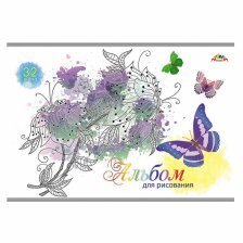 Альбомы для рисования 32 л. Апплика "Бабочки", цветная мелованная обложка, блестки