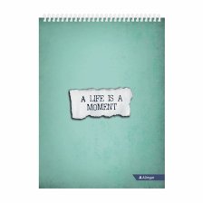 Скетчбук А5 50л., "A life is a moment", 160 г/м2, Alingar, гребень, мелованный картон, жёсткая подложка, офсет