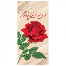 Конверт для денег Мир открыток  "Поздравляем! Роза" 168х83 мм