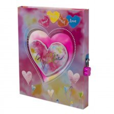 Подарочный блокнот в футляре 17,0 см * 22,0 см, гребень, Alingar, мел.картон, аппликация, замочек,  60 л., линия, "Сердечки", розовый