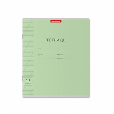 Тетрадь 12л., косая линия, ErichKrause, скрепка, офсет, мелован. картон "Классика", зеленая