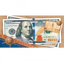 Конверт для денег Мир открыток "100 долларов" 207х230 мм, фольга