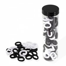 Резинки для волос Alingar, d 25 мм, черный и белый цвет, мини, тубус, 12 шт/уп