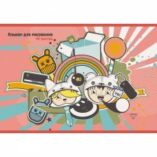 Альбом для рисования А4 40л., Канц-Эксмо, скрепка, мелованный картон, неоновый пантон "Веселые друзья"