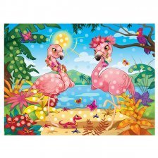Мозаика гелевая Рыжий кот, 19х26 см, "Фламинго на пляже"