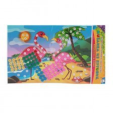 Мозаика из пуговиц Рыжий кот, А4, пакет с европодвесом, "Фламинго на пляже"