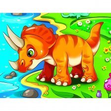 Картина по номерам Рыжий кот, 17х22 см, с акриловыми красками, холст, "Милый динозавр"