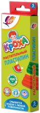 Пластилин Луч, 5 цветов, 80 гр., растительный, без стека, картонная упаковка, "Кроха"