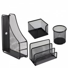 Набор органайзеров, 4 предмета, Alingar, лоток д/бумаги вертик., сборн., 1 отдел., подставка 3 секции, стакан d9х10 см, подставка для бум.блока