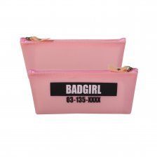 Пенал - косметичка, Alingar, силикон, молния, 190х80х35 мм, "Bad girl", розовый