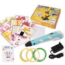 Ручка 3D Zoomi, ZM-053, пластик ABS/PLA- 3 цвета, синяя, коврик, трафарет, подставка пластиковая под ручку, картонная упаковка