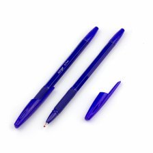 Ручка шариковая на масляной основе Alingar, 0,7 мм, синяя, игольчатый наконечник, резиновый грип, шестигранный, синий, пластиковый корпус, картон.уп.