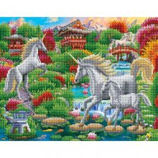 Алмазная мозаика Рыжий кот, c подрамника, с частичным заполнением, (блест.), 40х50 см, 29 цветов, "Белоснежные единороги"