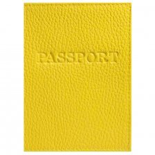 Обложка для паспорта, натур. кожа Флотер, желтый, тиснение конгрев, "PASSPORT"
