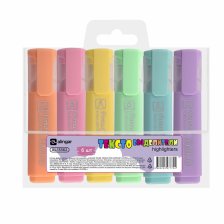 Набор текстовыделителей, 6 цветов, пастель, Alingar, "HIGHlighter", прямоугольный корпус, скошенный, пластиковый пенал, европодвес