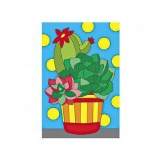 Картина по номерам Рыжий кот, 10х15 см, холст-мини, "Красивые кактусы"