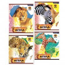 Тетрадь 48л., А5, клетка, Alingar "Heart of Africa", скрепка, мелованный картон