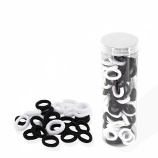 Резинки для волос Alingar, d 20 мм, черный и белый цвет, мини, тубус, 12 шт/уп