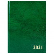 Ежедневник датированный, А5, Проф-Пресс, 7БЦ, бумвинил, ляссе, линия, 168 л, "Зеленый" 2021г