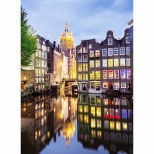 Картина по номерам Рыжий кот, 40х50 см, с акриловыми красками, холст, "Ночной Амстердам"