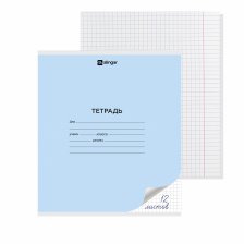 Тетрадь 12л., клетка, Alingar, скрепка, блок офсет, 100% белизна, мелованный картон (стандарт), "Голубая"