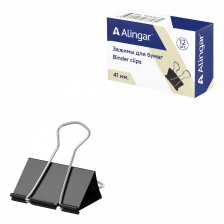 Зажимы для бумаг 41 мм, Alingar, черные, уп. 12 шт
