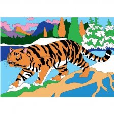 Картина по номерам Рыжий кот, 25х30 см, с акриловыми красками, холст, "Тигр на охоте"