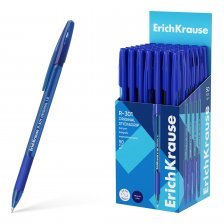 Ручка шариковая Erich Krause "R-301 Stick&Grip Original", 1,0 мм, синяя, пласт. полупрозр. шестигр. корпус, резин. грип, карт. уп.