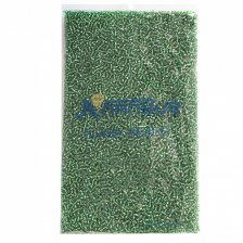 Бисер Alingar размер №8 вес 450 гр., зеленый (травяной) прозрачный, внутреннее серебрение, пакет