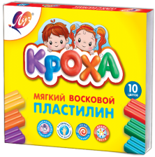Пластилин Луч, 10 цветов, 165 гр., мягкий, восковой, со стеком, картонная упаковка, "Кроха"