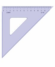 Треугольник СТАММ, 12 см, 45 градусов, пластик, прозрачный, тонированный