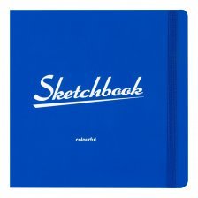 Скетчбук 200х200 мм., 72л., "Colorful Blue", 120 г/м2 +78 г/м2 Миленд, 7БЦ, soft touch, блок цветной+крафт