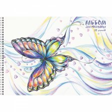 Альбом для рисования А4 20л., Канц-Эксмо, гребнь, мелованный картон, блок офсет, 110 г/м2, "Бабочки"