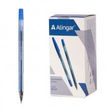 Ручка шариковая Alingar, 0,7 мм, синяя, металлический наконечник, грип, шестигранный, тонированный, пластиковый корпус, картонная упаковка