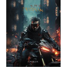 Тетрадь 96л., А5, клетка, Апплика "Гонщик", скрепка, мелованный картон, глянц. лак