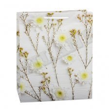 Пакет подарочный Миленд, 26,4*32,7*13,6 см (L), глянцевая ламинация "Нежные белые цветы"