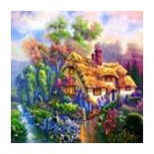 Алмазная мозаика Рыжий кот, без подрамника, с полным заполнением, (матов.), 30х40 см, 35 цветов, "Дом с красивым садом"