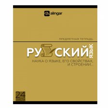 Тетрадь предметная  24л. А5 "Русский  язык "  со справочным материалом, скрепка, мелованный картон (стандарт), блок офсет, Alingar "Классика"