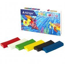 Пластилин Alingar, 6 цветов, 90 гр., без стека, картонная упаковка, "Подводный мир"