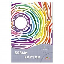 Картон белый Апплика, А4, мелованный двусторонний, 7 листов, картонная папка, "Волны"