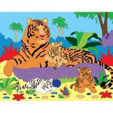 Картина по номерам Рыжий кот, 30х40 см, с акриловыми красками, холст, "Семья тигров"
