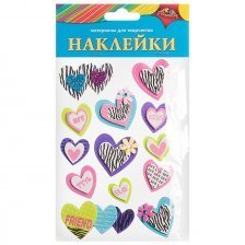 Декоративный материал Апплика, наклейки из ЭВА, пакет с европодвесом, "Сердечки. Ассорти"