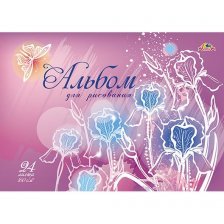Альбом для рисования А4 24л., Апплика, на гребне, бл. 160г/м2, мелованный картон, "Цветы"