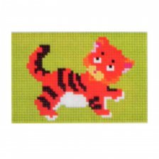 Алмазная мозаика Рыжий кот, на подрамнике, с полным заполнением, (блест.), 10х15 см, 9 цветов, "Тигренок"