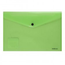 Папка-конверт на кнопке ErichKrause, A4, 232х334х1 мм, 180 мкм, зелёный, " Glossy Neon"