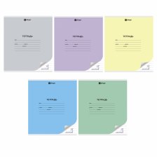 Тетрадь 18л., линия, Alingar, скрепка, блок офсет, 100% белизна, мелованный картон (стандарт), "Mix Pastel", 5 дизайнов в пленке т/у