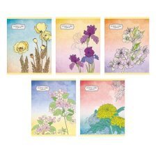 Тетрадь 96л., А5, клетка, Канц-Эксмо "Полевые цветы", скрепка, мелованный картон, твин-лак, 5 дизайнов