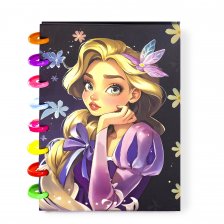Подарочный блокнот Alingar, 14,5*21 см, "Девушка с цветочком", 80 л.клетка, разноцвет.пластик.спираль