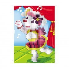 Алмазная мозаика Рыжий кот, без подрамника, на картоне, с частичным заполнением, с мольбертом, (блест.), 10х15 см, 12 цветов, "Танцующая собачка"
